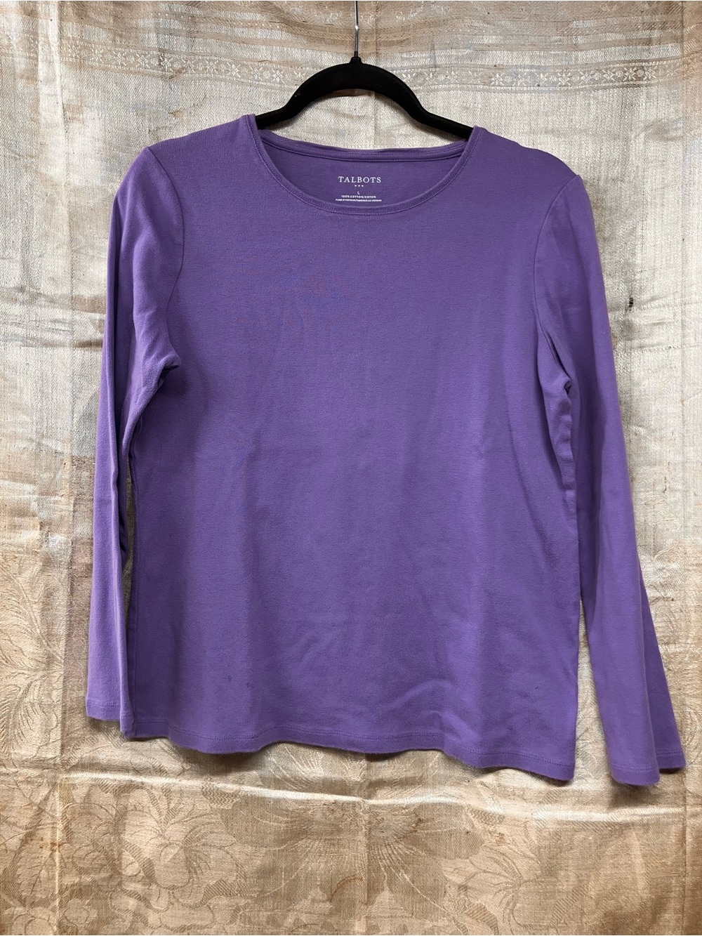 Talbots Women's Long-Sleeve Crewneck Top - Purple